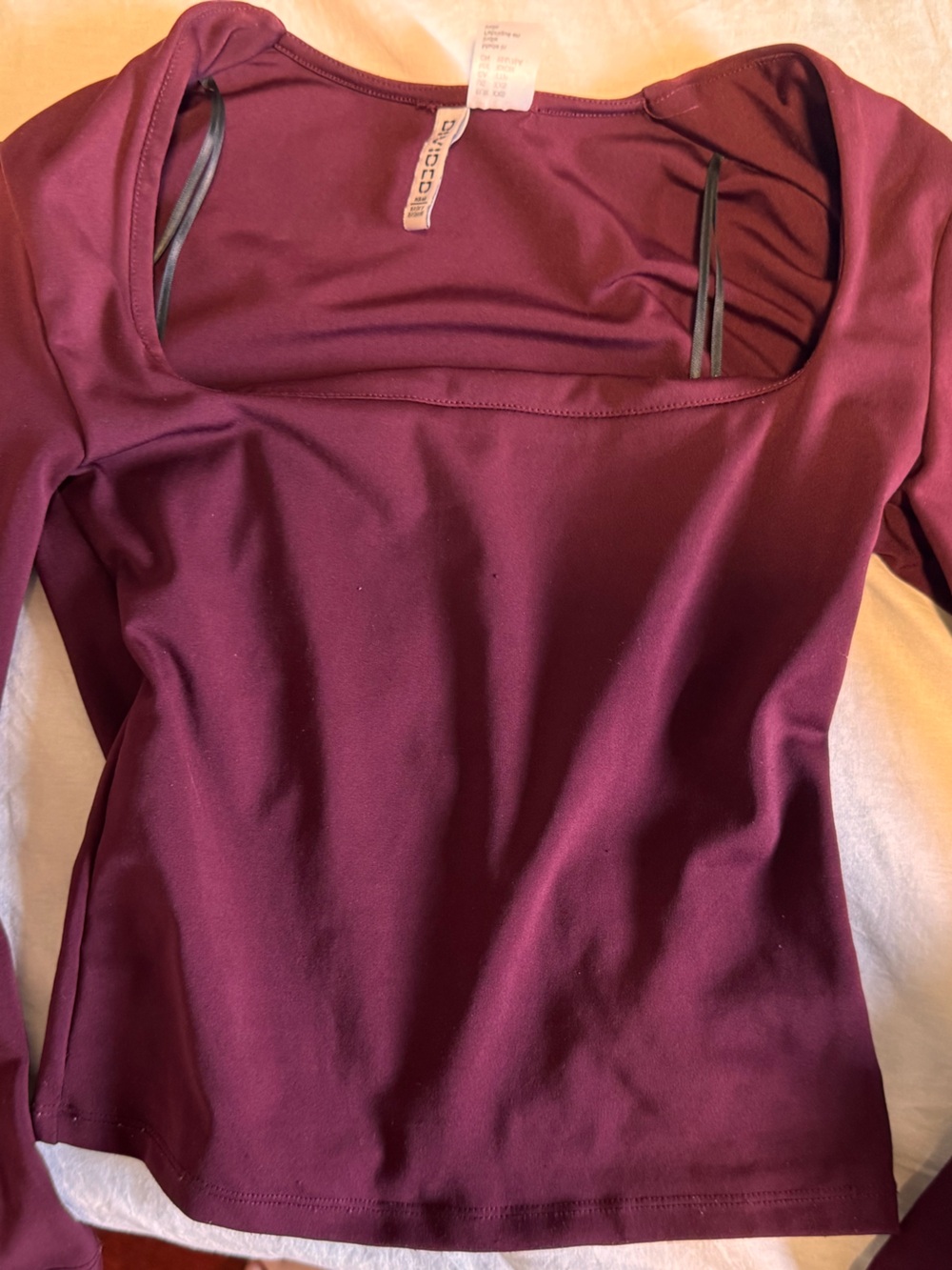 H&M Deep Plum Scoop Neck Long Sleeve Top
